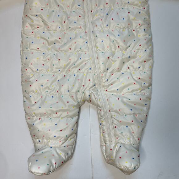 Baby GAP Puffer Snowsuit Bunting 0-3 Months Polka Dot Bear Ear Hood - Picture 3 of 5